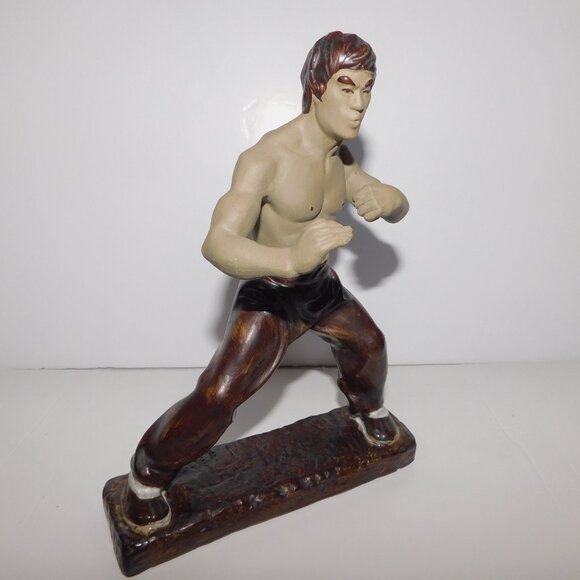Vintage  Bruce Lee 9" Ceramic Figure Figurine Sculpture Statue Kung Fu - Picture 9 of 9